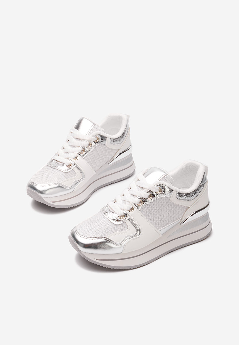 Srebrne sneakersy na platformie Daisie