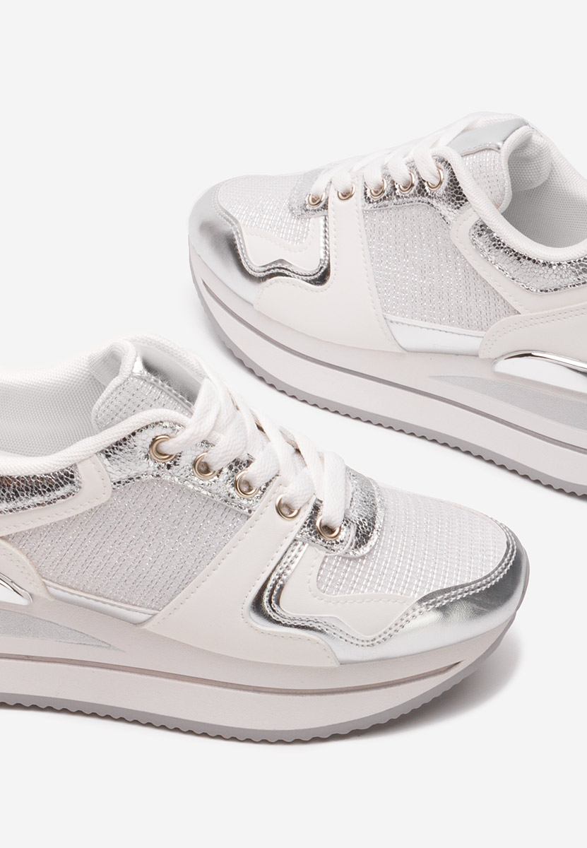 Srebrne sneakersy na platformie Daisie