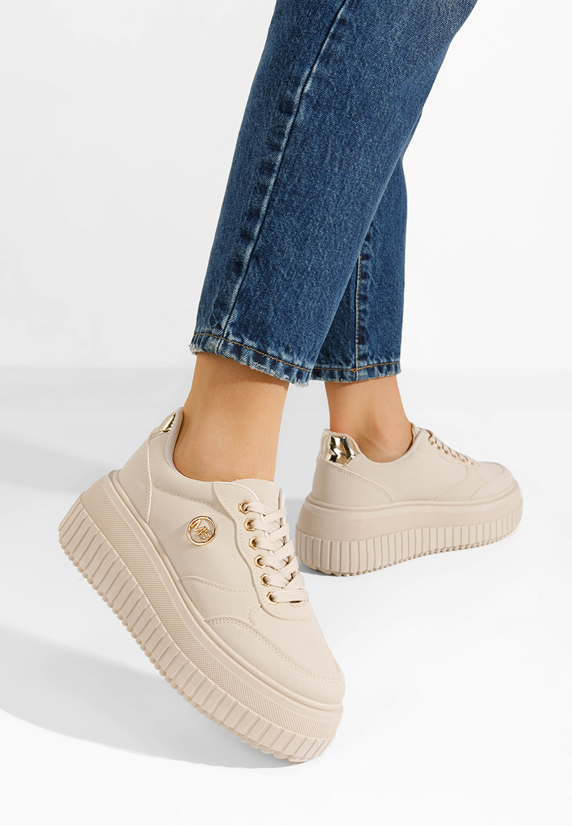 Beżowe sneakersy na platformie Safira V4