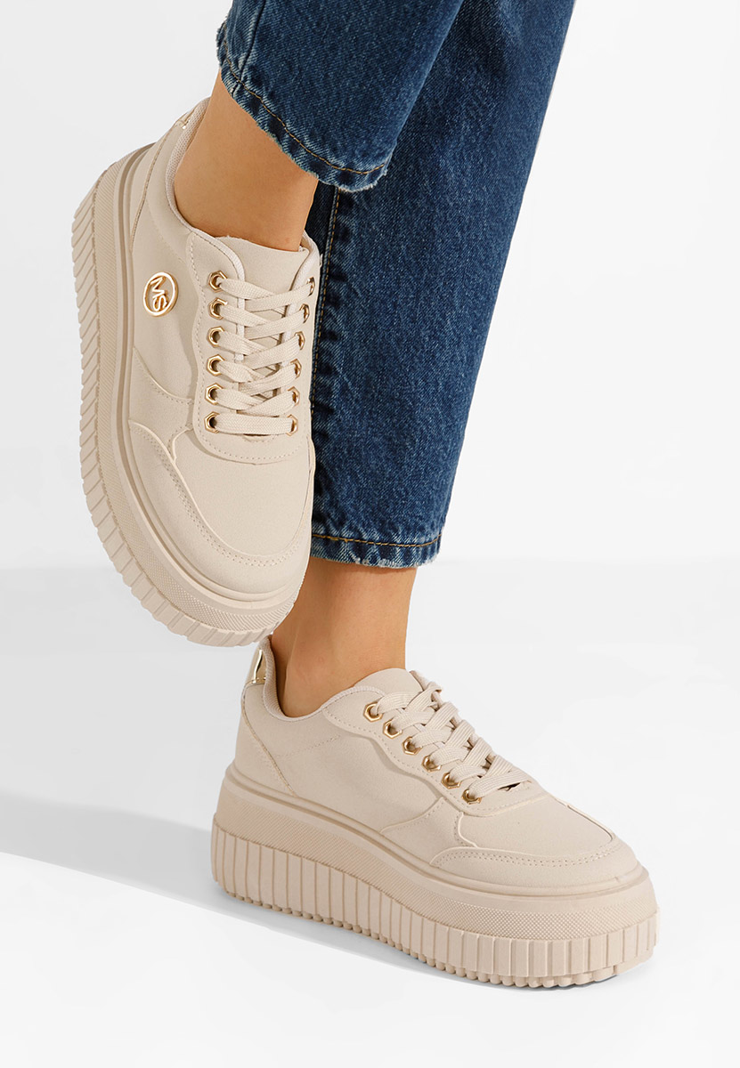Beżowe sneakersy na platformie Safira V4