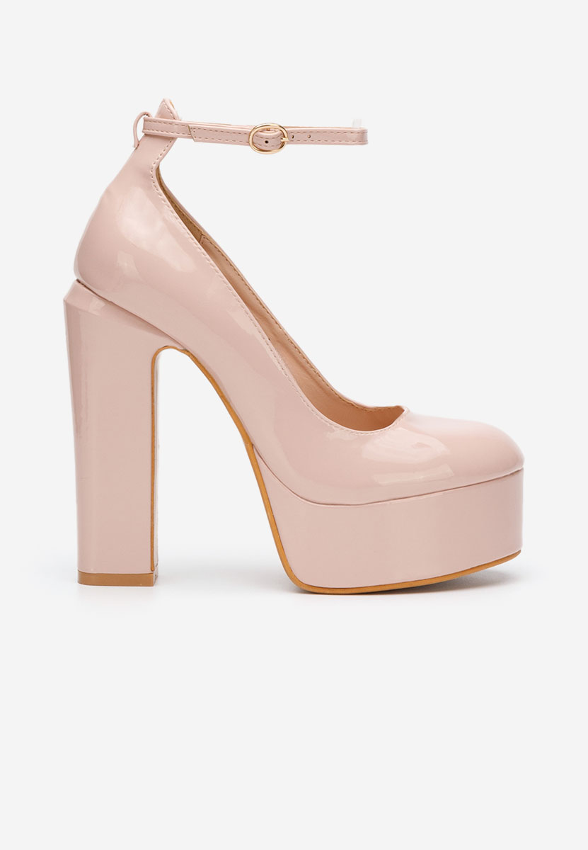 Beżowe czółenka na słupku i platformie Matea V3