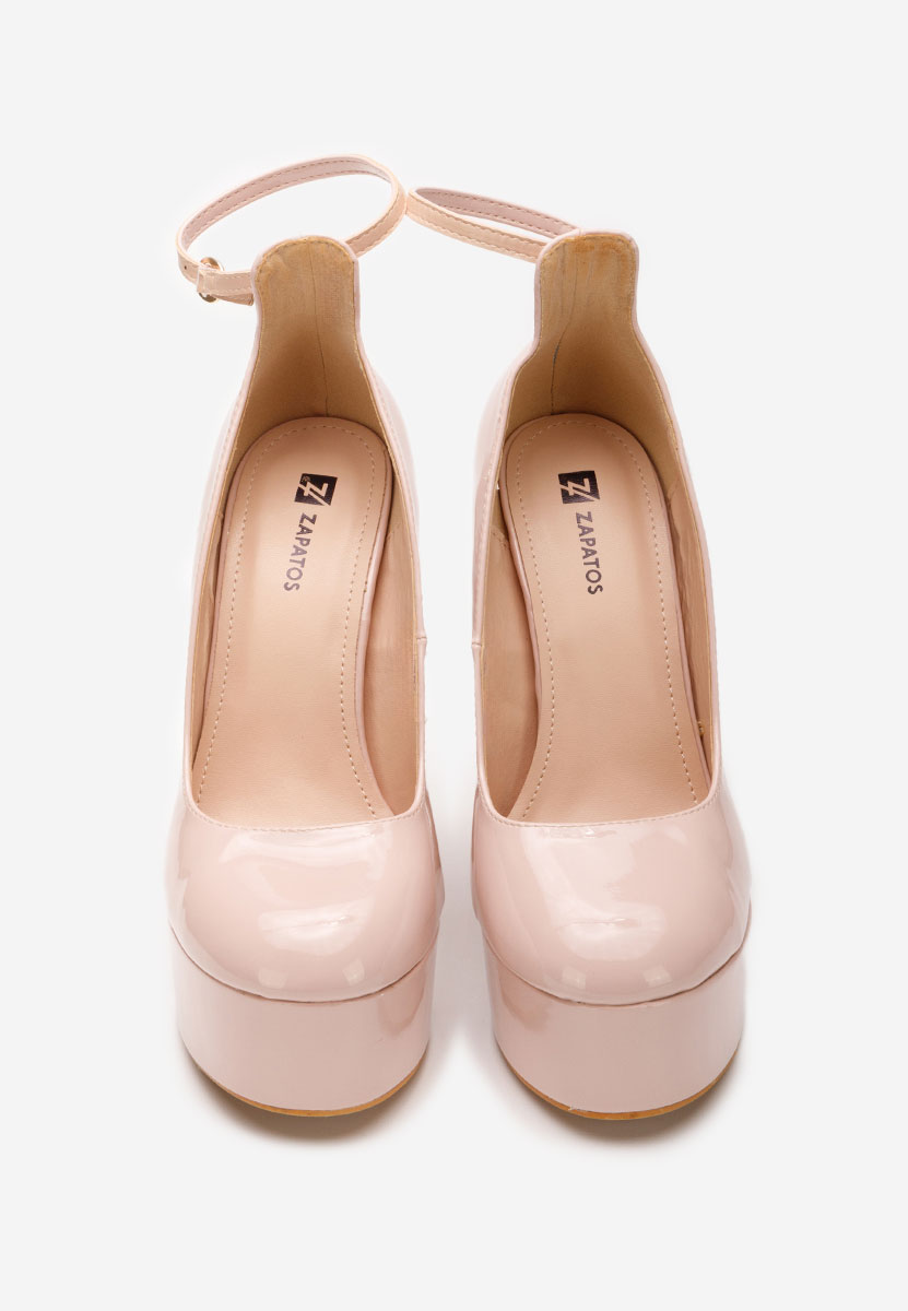 Beżowe czółenka na słupku i platformie Matea V3