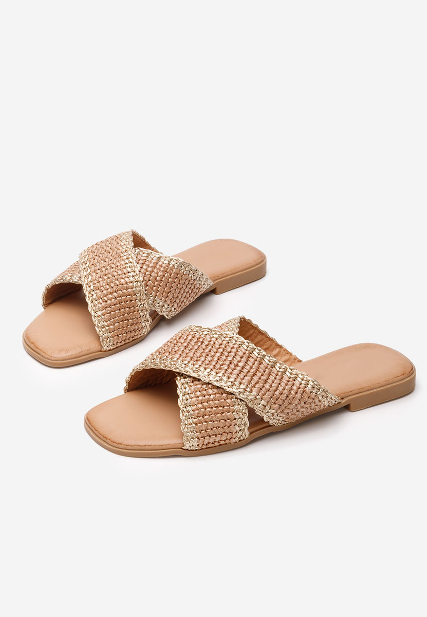 Khaki klapki płaskie Jamira