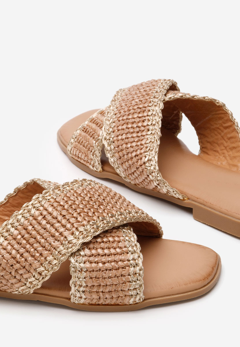 Khaki klapki płaskie Jamira