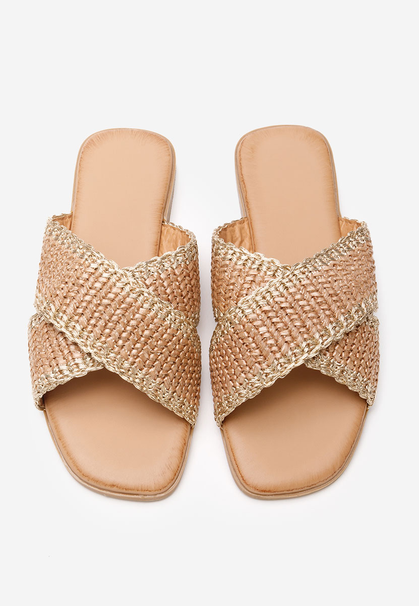 Khaki klapki płaskie Jamira