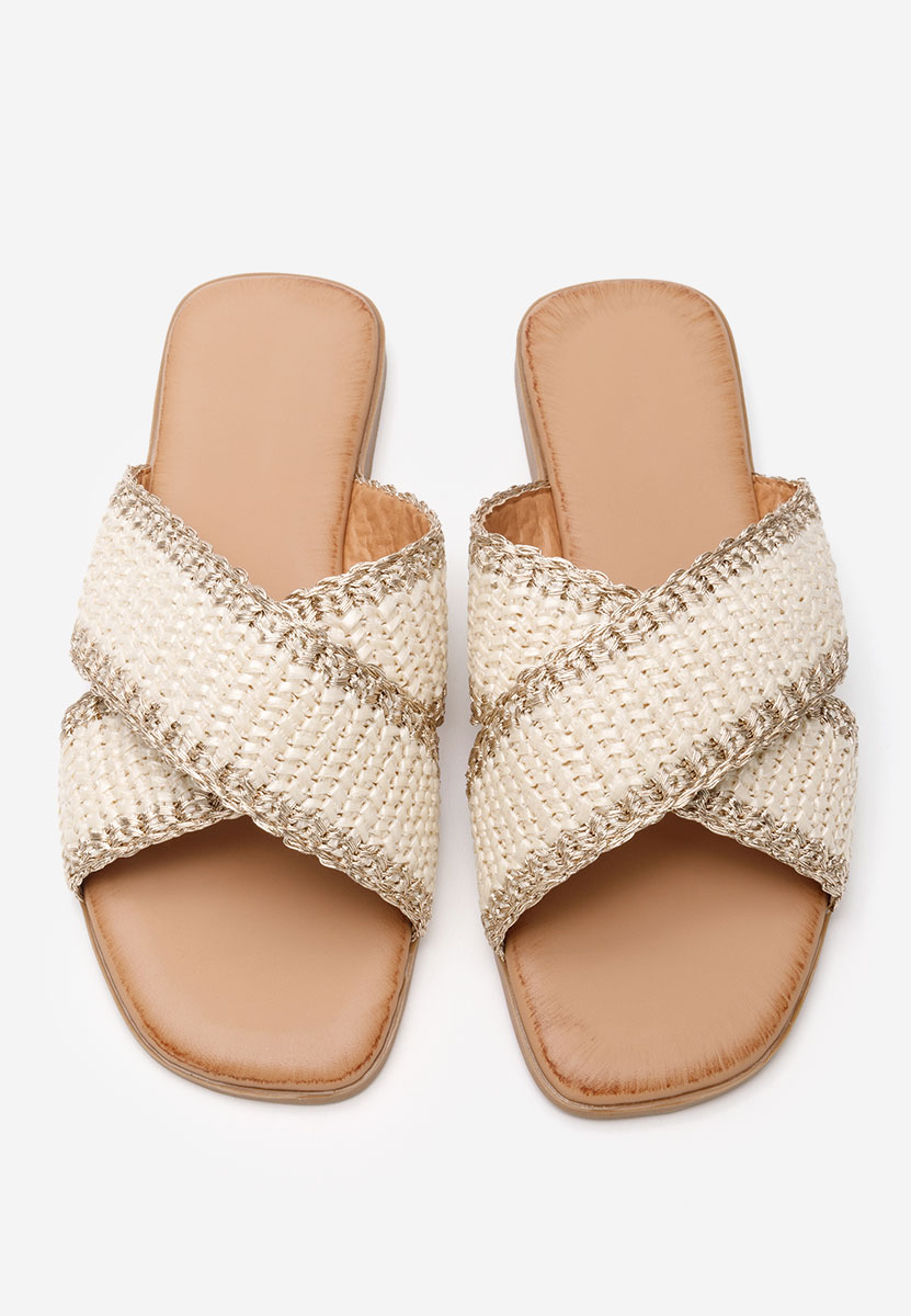 Beżowe klapki płaskie Jamira