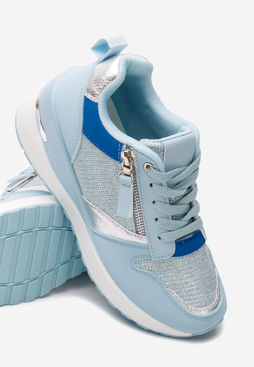 Niebieski sneakersy na koturnie Zenna