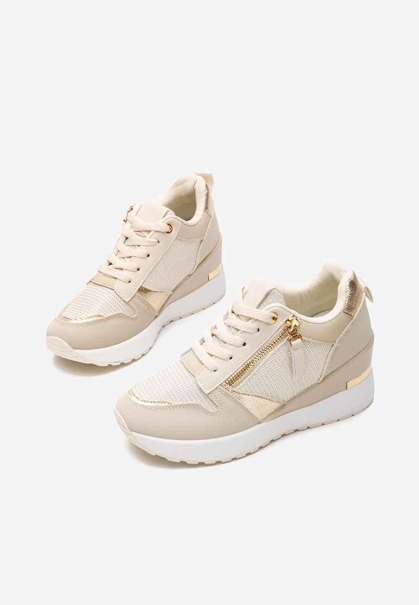 Beżowe sneakersy na koturnie Zenna