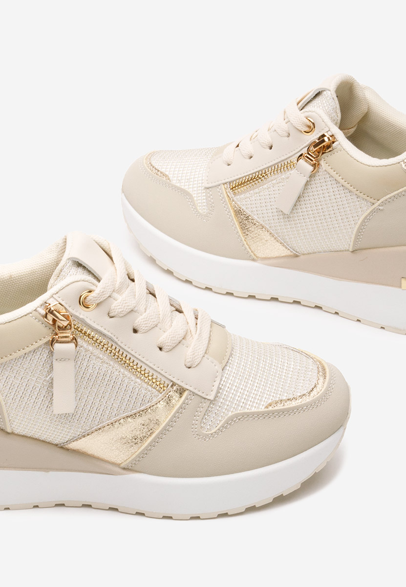 Beżowe sneakersy na koturnie Zenna