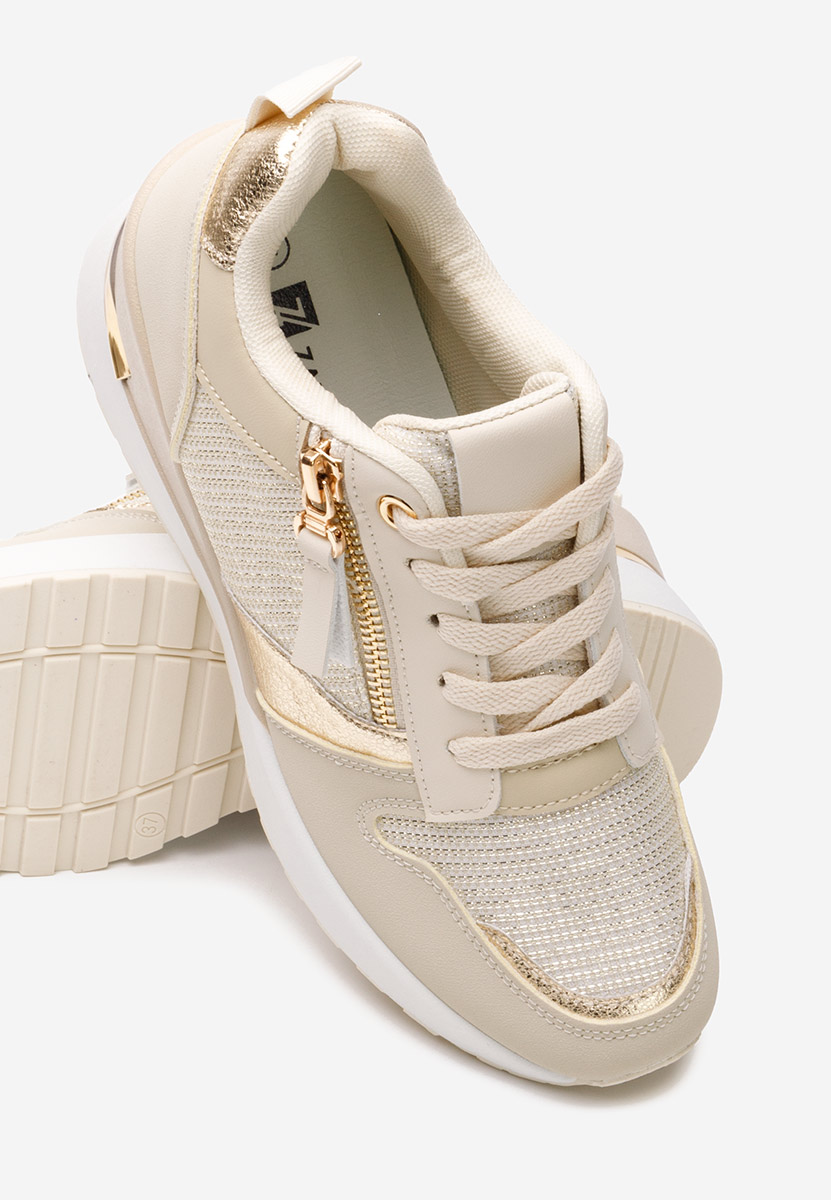 Beżowe sneakersy na koturnie Zenna