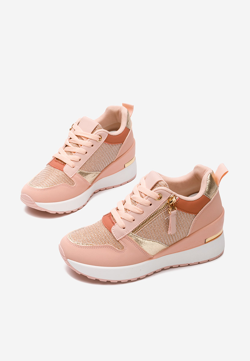 Różowe sneakersy na koturnie Zenna