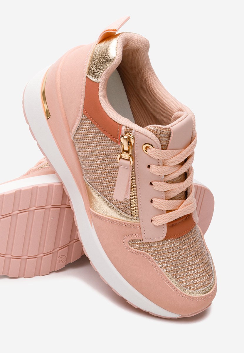 Różowe sneakersy na koturnie Zenna