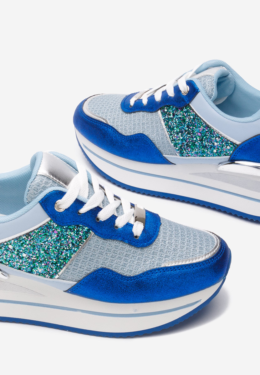 Niebieskie sneakersy na platformie Hanifa