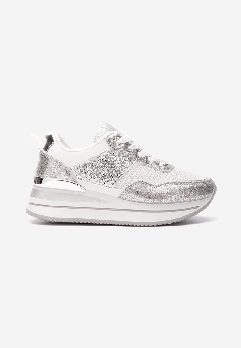 Srebrne sneakersy na platformie Hanifa