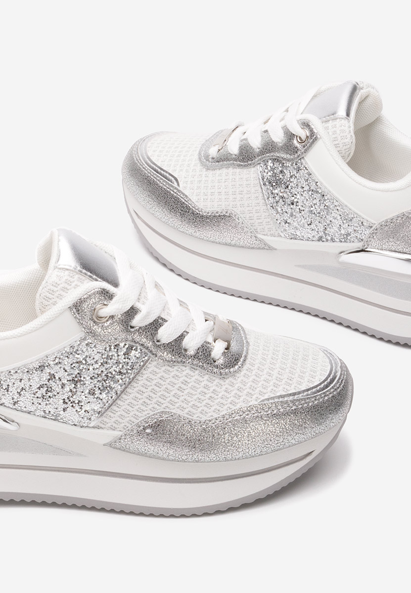 Srebrne sneakersy na platformie Hanifa