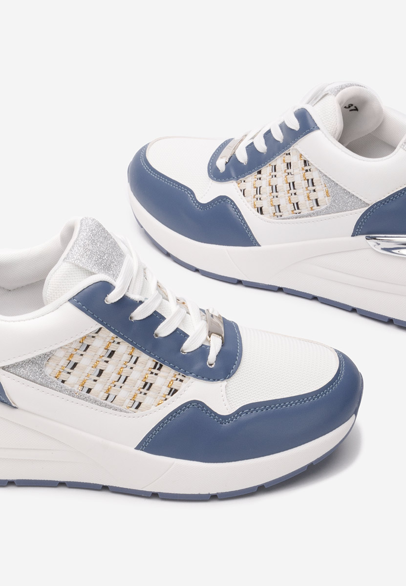 Niebieski sneakersy na koturnie Brynda