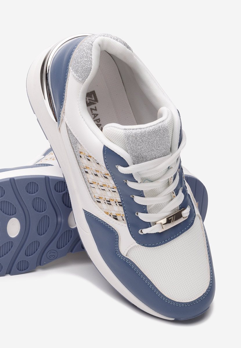 Niebieski sneakersy na koturnie Brynda