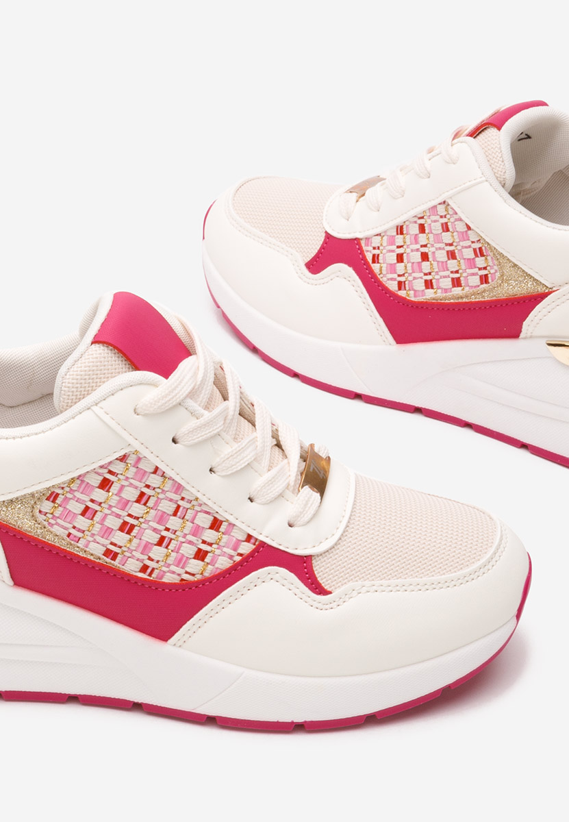 Fuksjowe sneakersy na koturnie Brynda