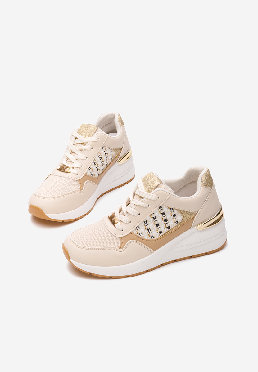Beżowe sneakersy na koturnie Brynda