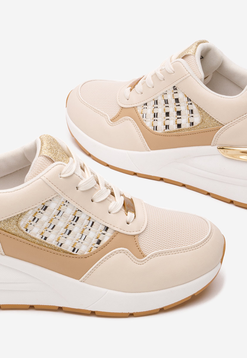 Beżowe sneakersy na koturnie Brynda