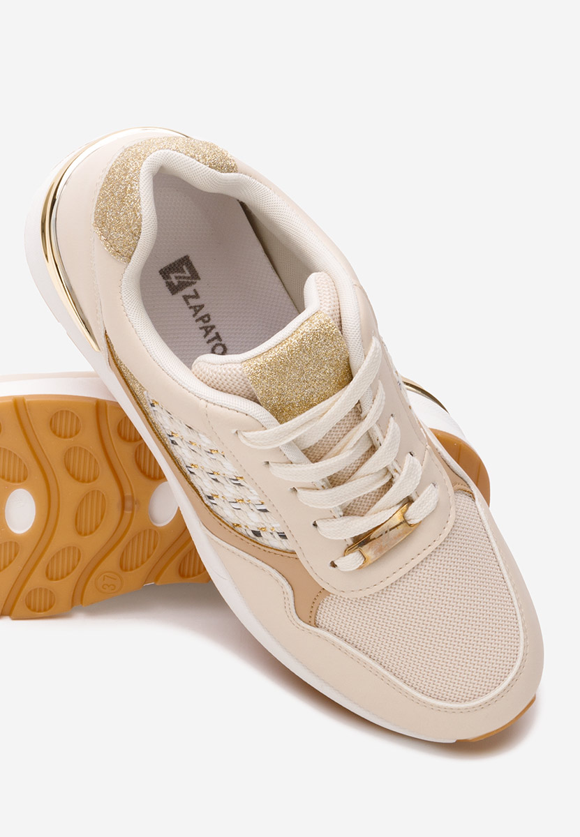 Beżowe sneakersy na koturnie Brynda