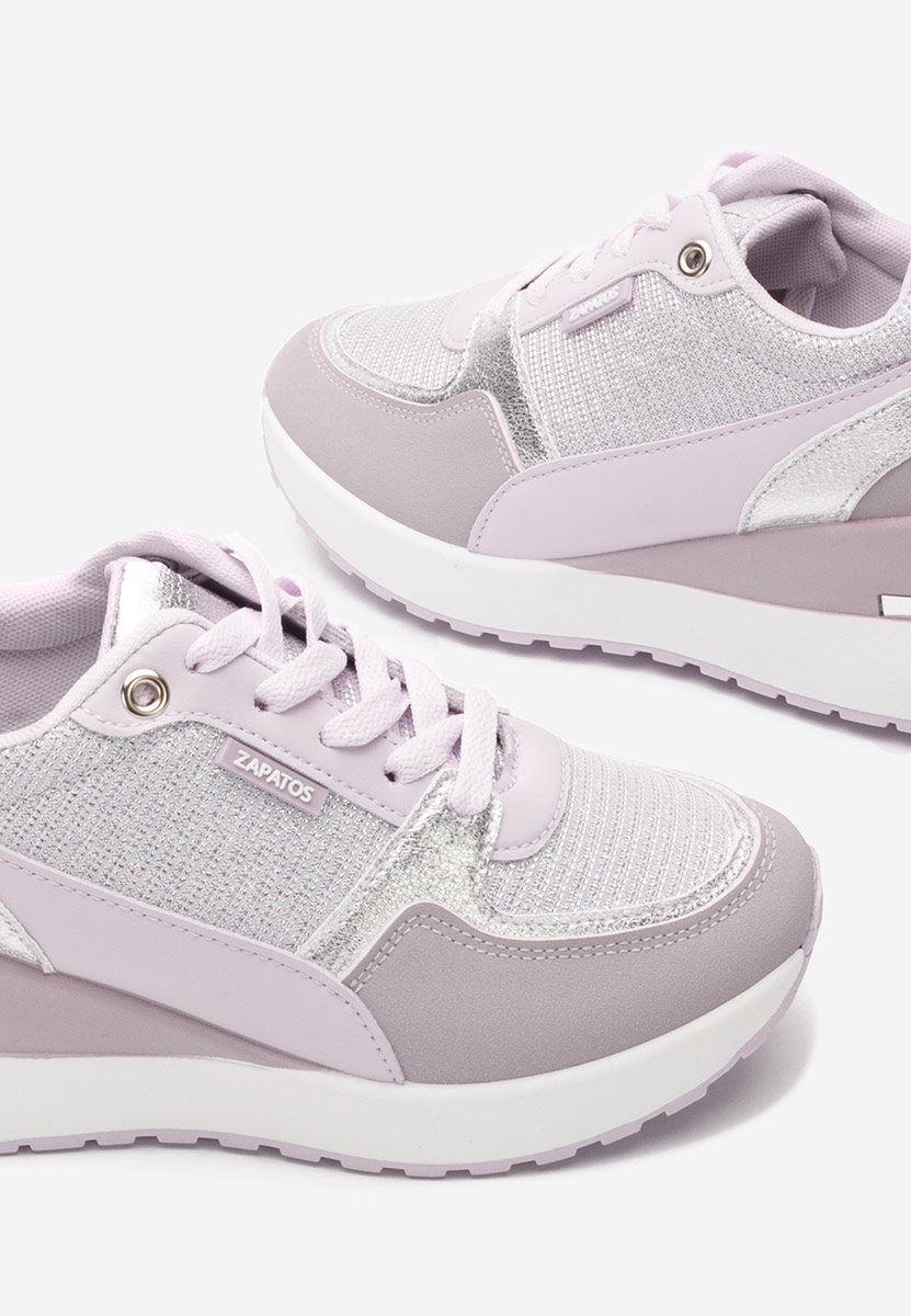 Fioletowe sneakersy na koturnie Zaneta