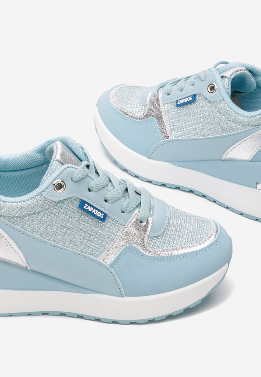 Niebieski sneakersy na koturnie Zaneta
