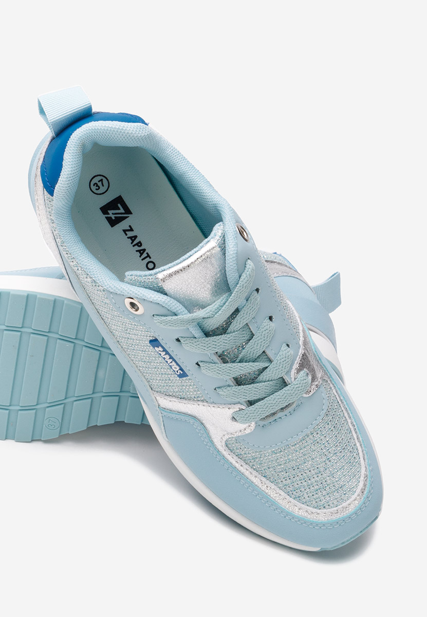 Niebieski sneakersy na koturnie Zaneta