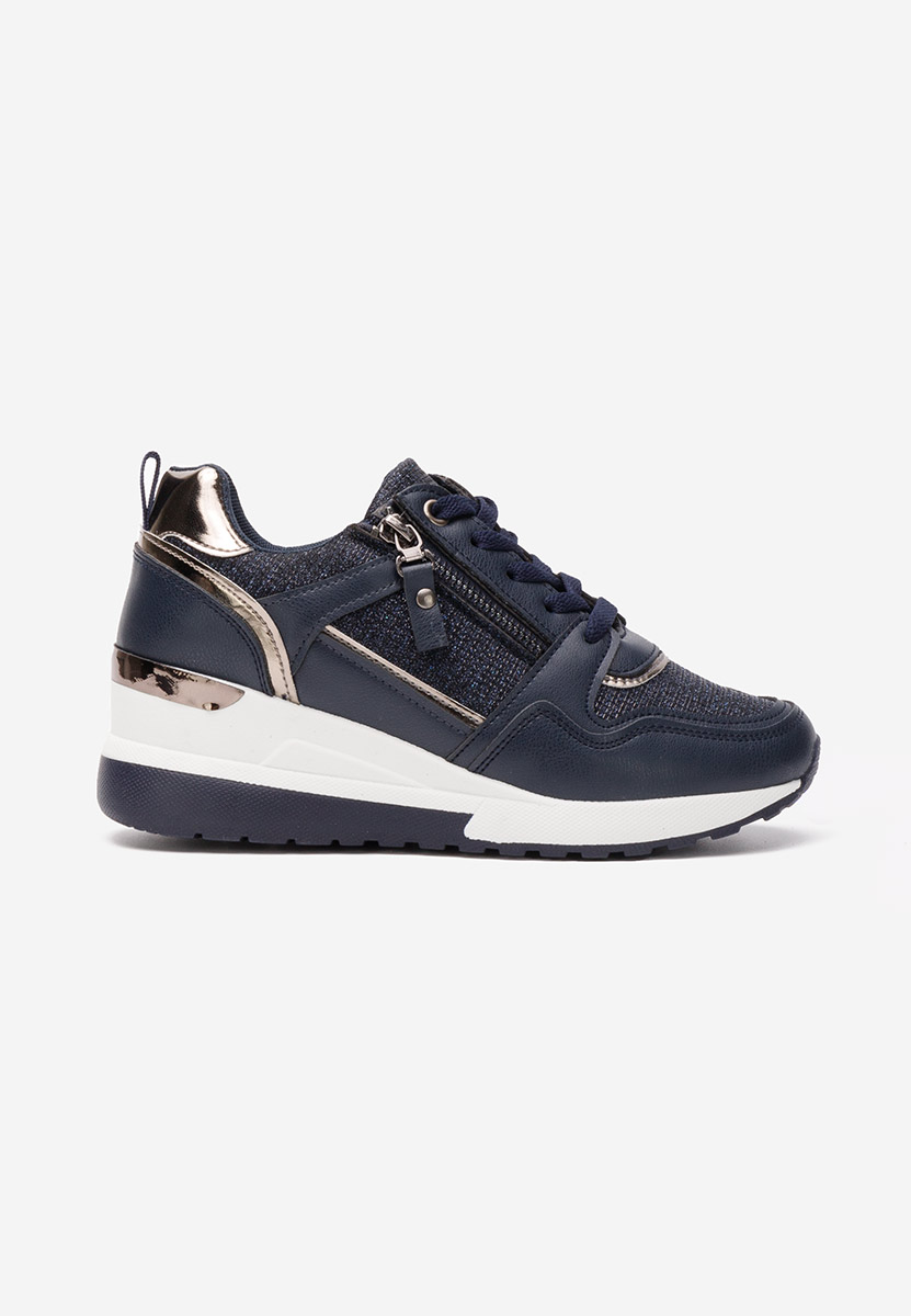 Granatowe sneakersy na koturnie Rafina V2