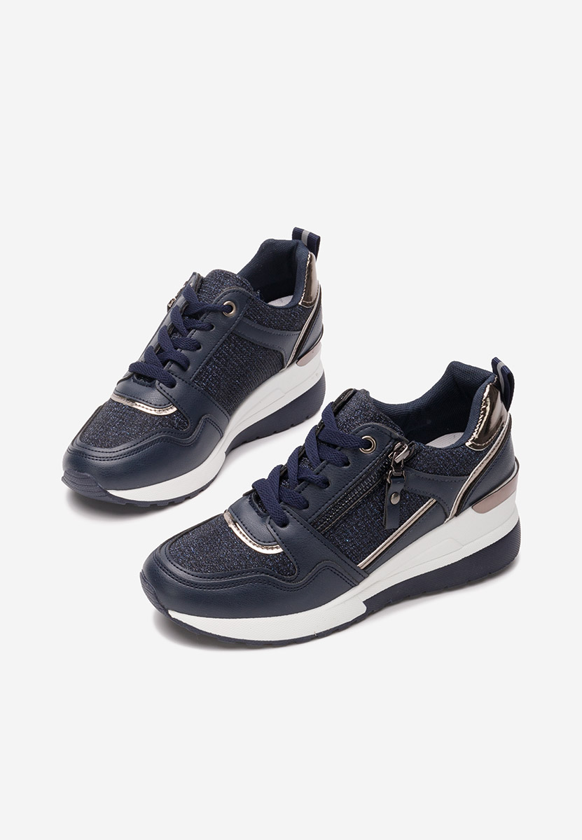 Granatowe sneakersy na koturnie Rafina V2
