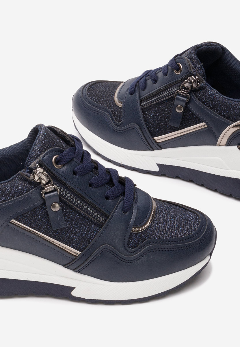 Granatowe sneakersy na koturnie Rafina V2