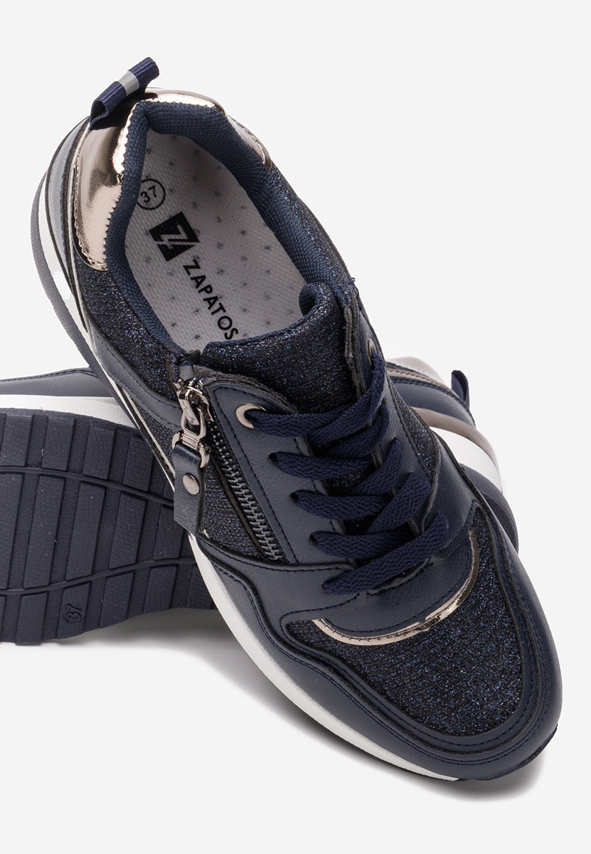 Granatowe sneakersy na koturnie Rafina V2