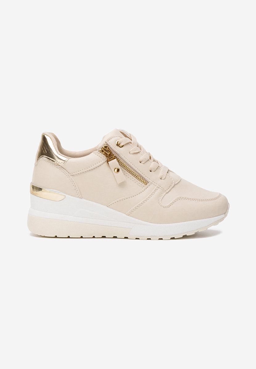 Beżowe sneakersy na koturnie Rafina