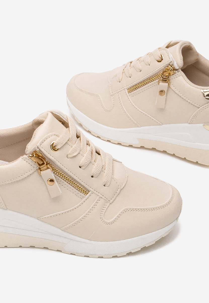 Beżowe sneakersy na koturnie Rafina