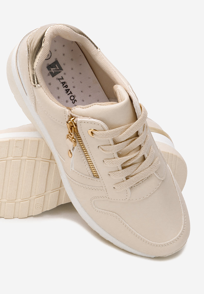 Beżowe sneakersy na koturnie Rafina