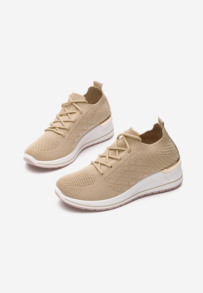 Khaki sneakersy na koturnie Uvesa