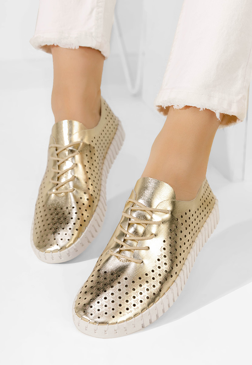 Złote półbuty damskie Tonelia V2