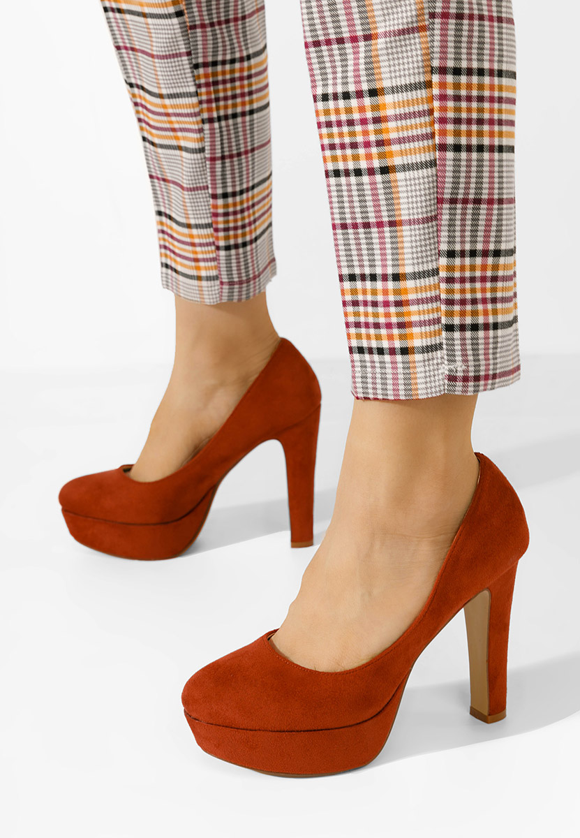 Pomarańczowe czółenka na platformie Impression