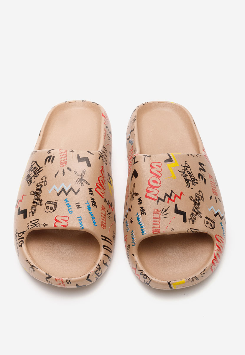 Khaki klapki damskie Deleva