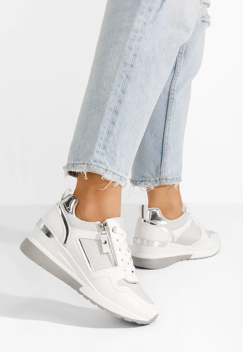 Białe sneakersy na koturnie Rafina V2