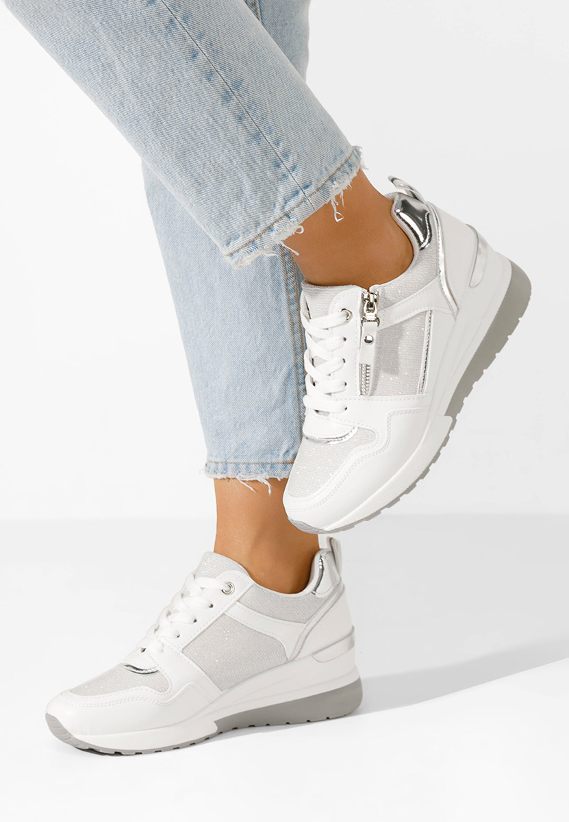 Białe sneakersy na koturnie Rafina V2