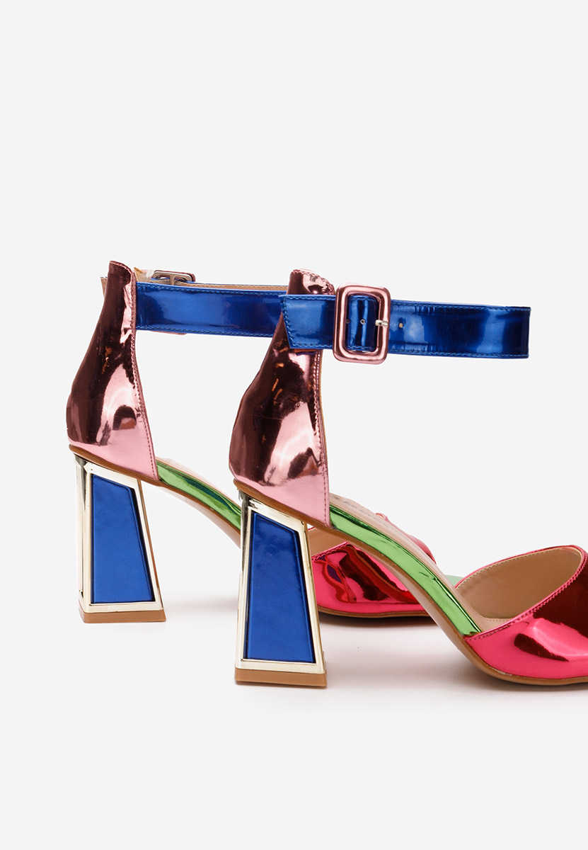 Wielokolorowy sandały na słupku Welia V4