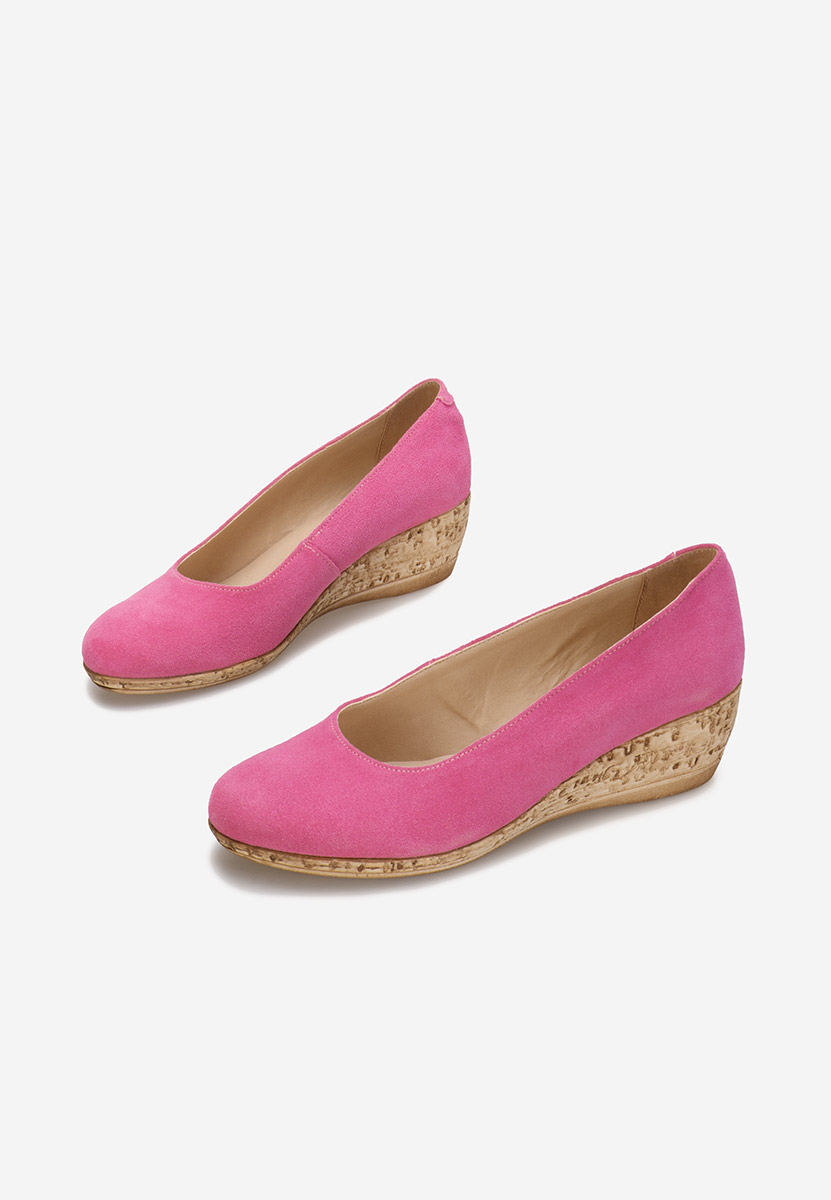 Fuksjowe czółenka na koturnie Sonia