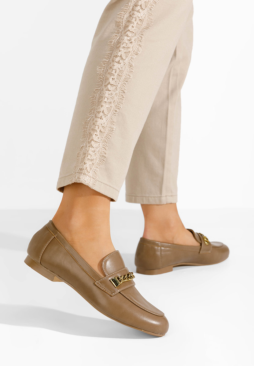 Khaki mokasyny damskie Bernada