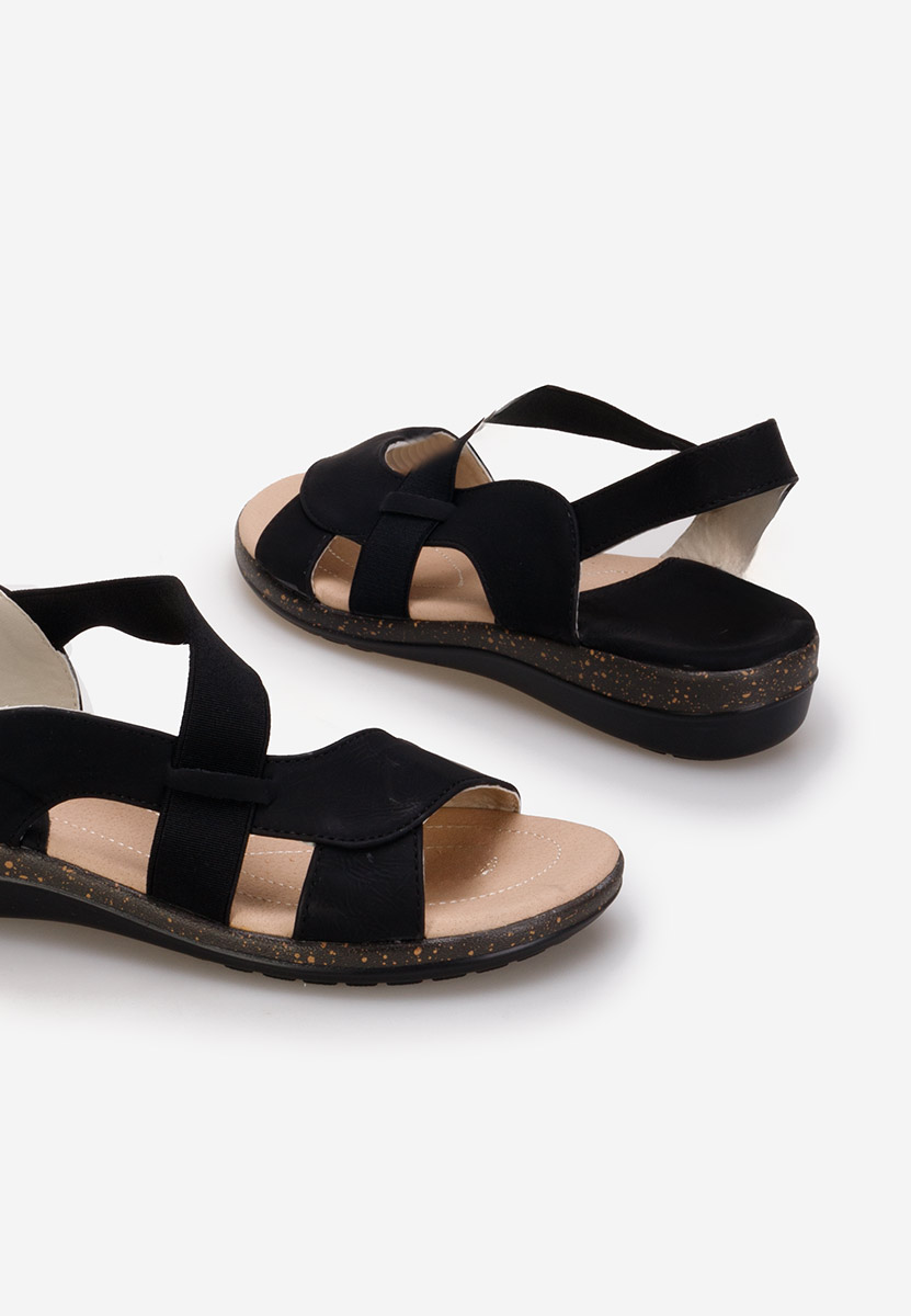 Czarne sandały płaski Tobia