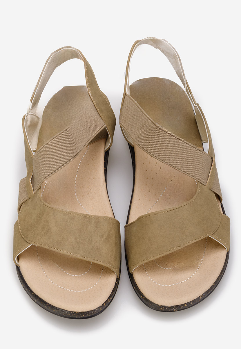 Khaki sandały płaski Tobia