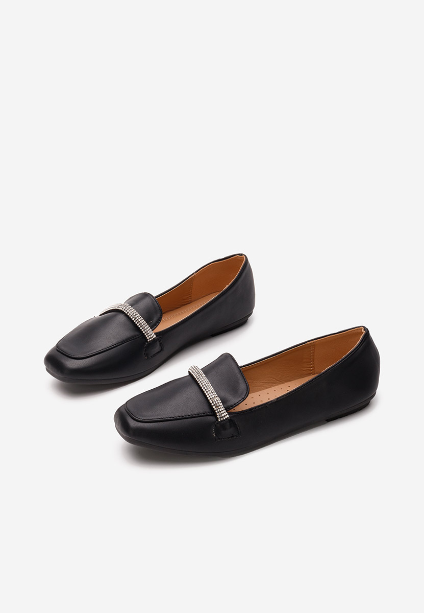Czarne eleganckie mokasyny damskie Carre
