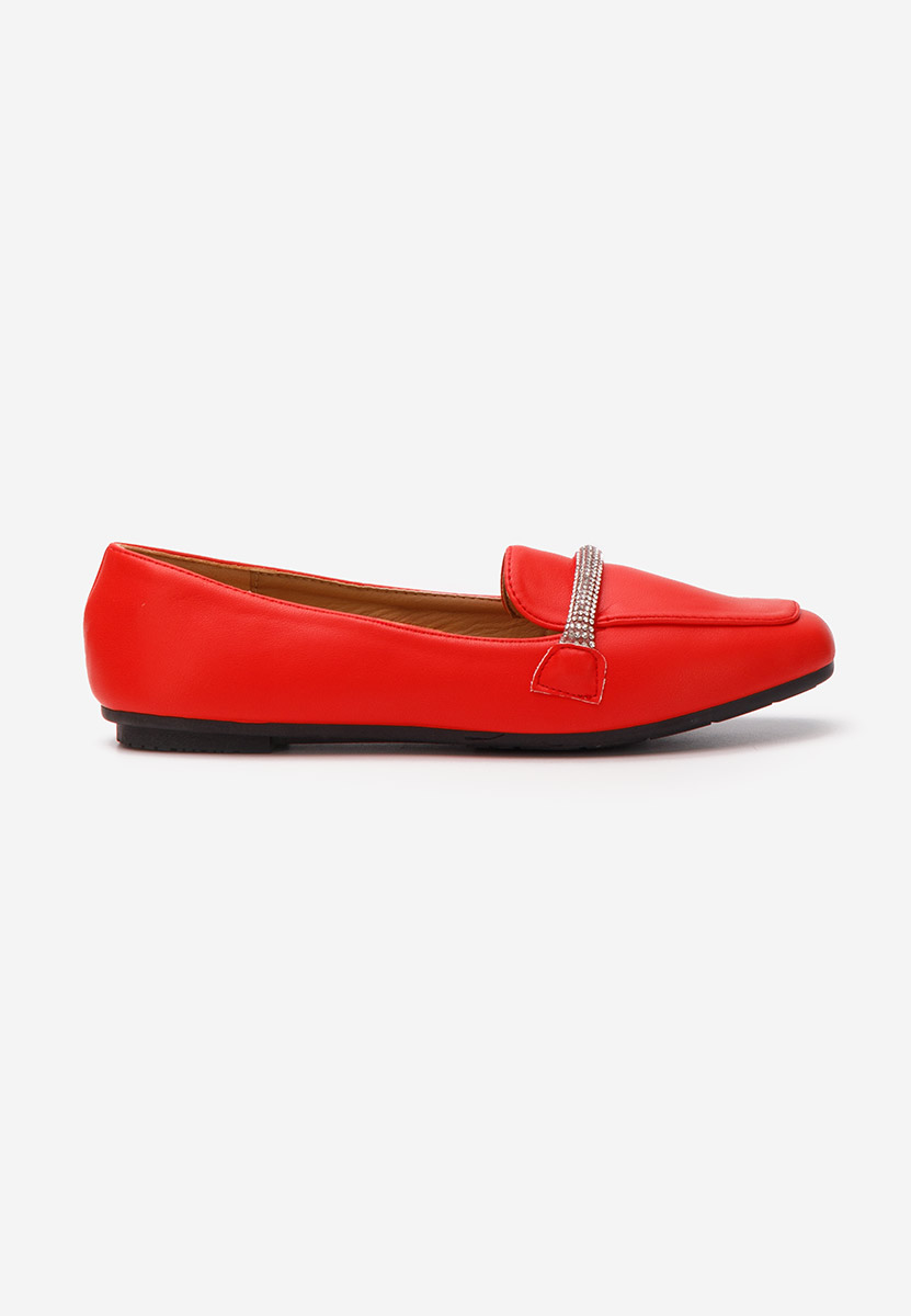 Czerwone eleganckie mokasyny damskie Carre