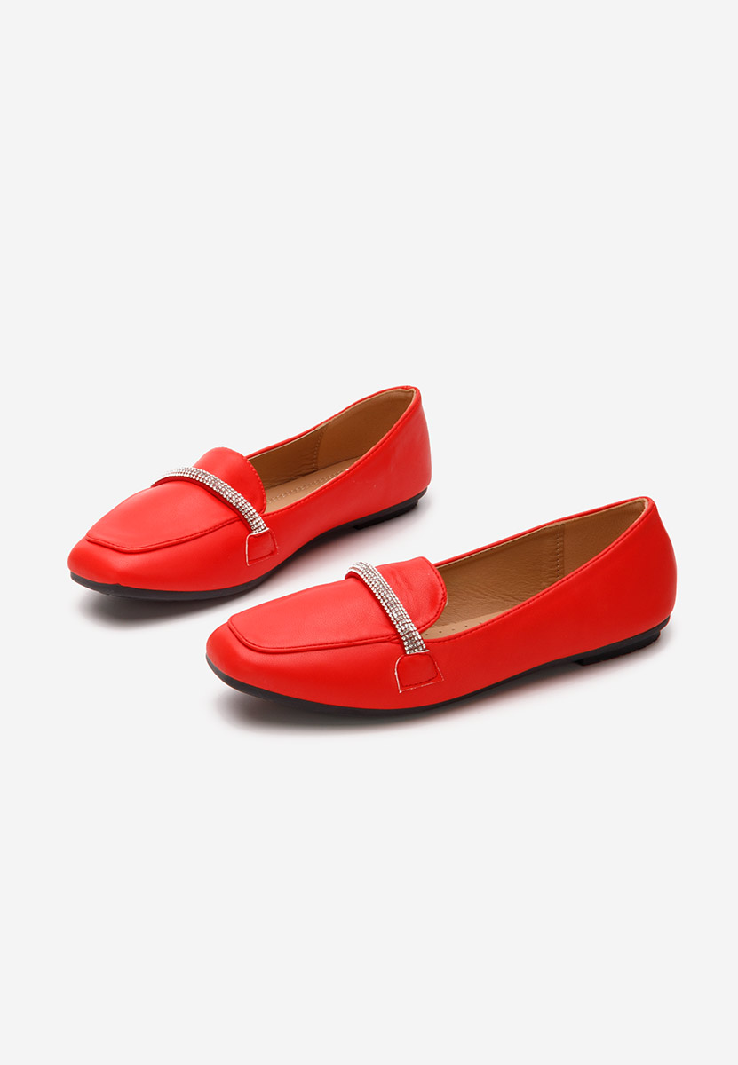 Czerwone eleganckie mokasyny damskie Carre
