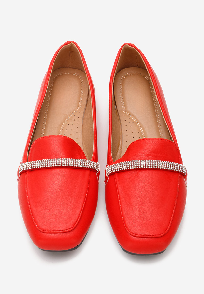 Czerwone eleganckie mokasyny damskie Carre